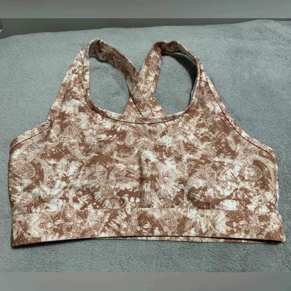 Scorpio Sol Tan and White Sports Bra - Picture 2 of 4